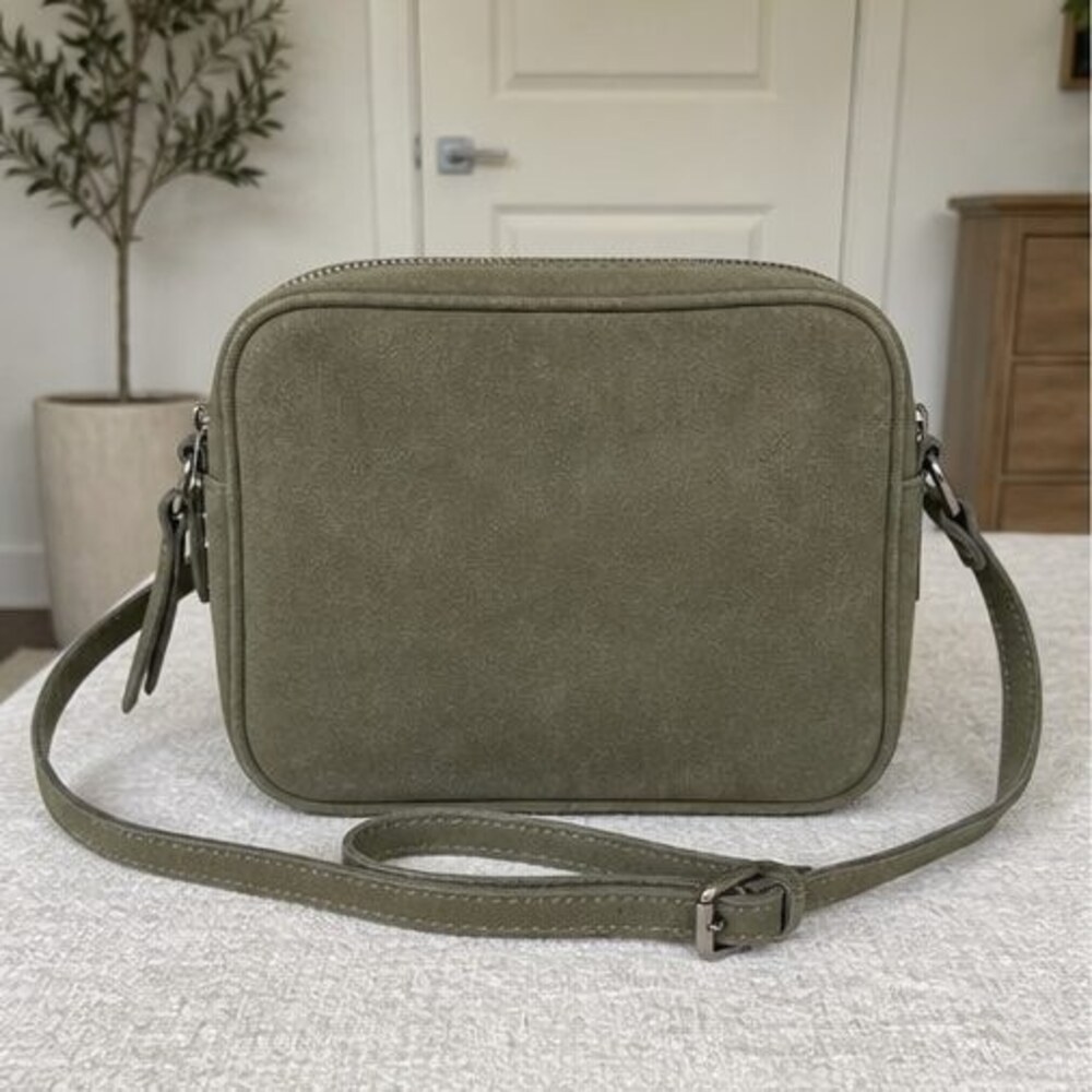 Olive Suede Crossbody Bag